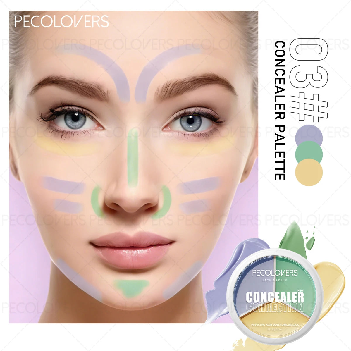 Three-color Facial Concealer Covering Blemishes Spots Waterproof Qme 03