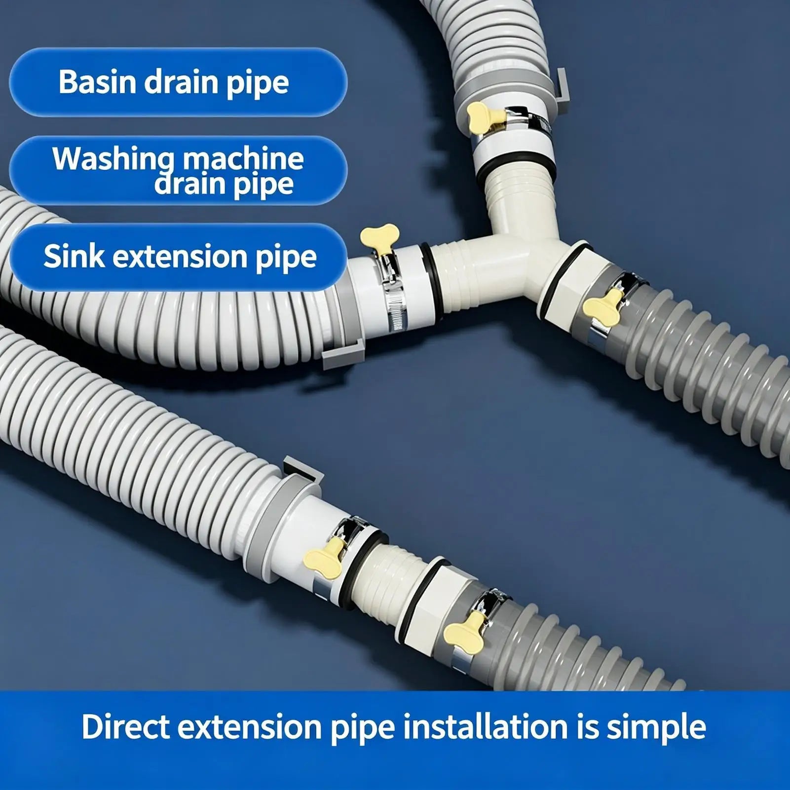 Washing Machine Drain Hose Tee Leak-proof Tight Fit Converter Fitting Qme