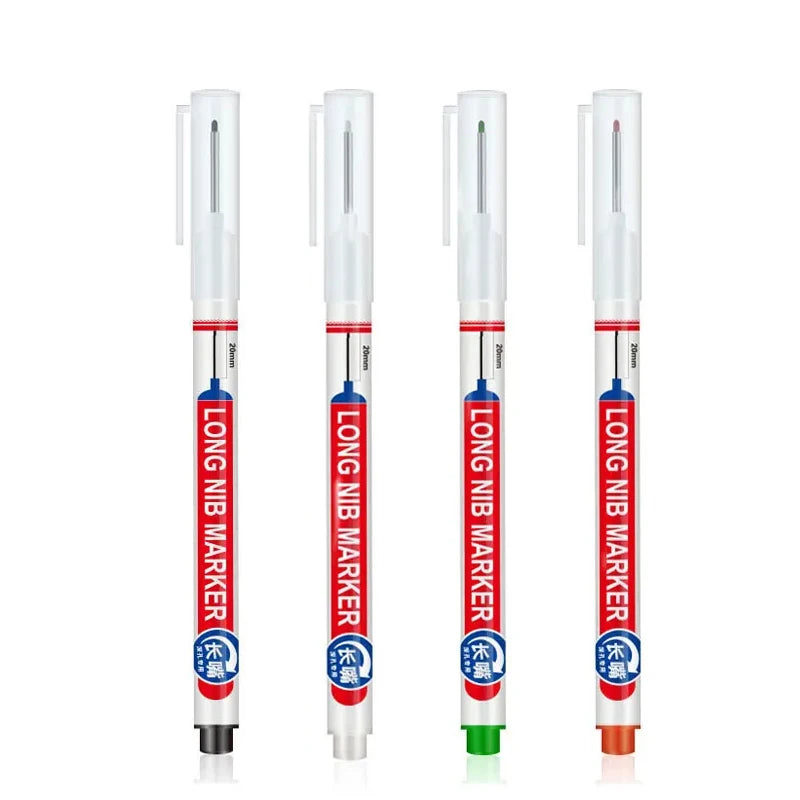 4Pcs/Set 20mm Deep Hole Long Nib Head Markers For Metal Perforating Pen Waterproof Bathroom Woodworking Decoration Multi-Purpose Qme 4Pcs mix color E