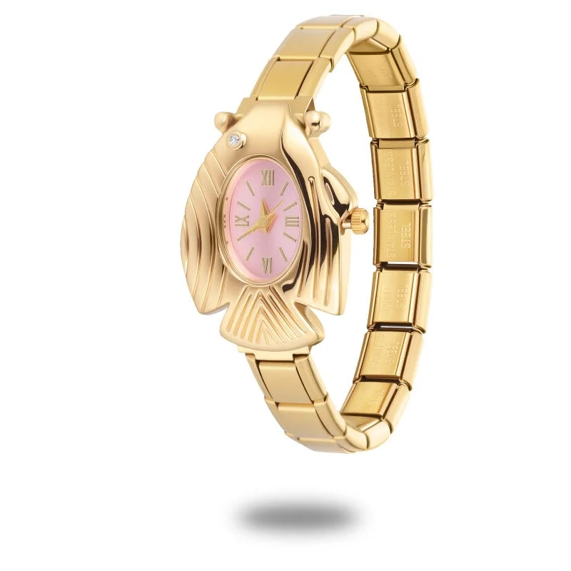 Fashion Watch Women's DIY 9MM Width Italian Elastic Charm Stainless Candy Zircon Watch Head Link Bracelet Jewelry Birthday Gifts Qme Style 18