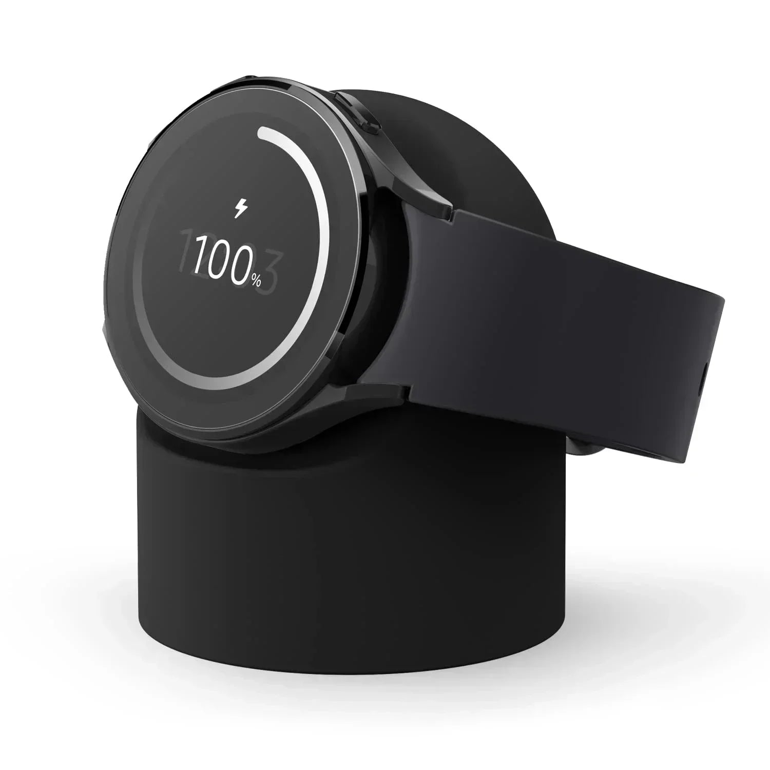 Compatible with Samsung Galaxy Watch 7 6 5 Charger Stand 40 44 46mm Galaxy Watch 5Pro Charger silicone Stand Charging base Qme Black