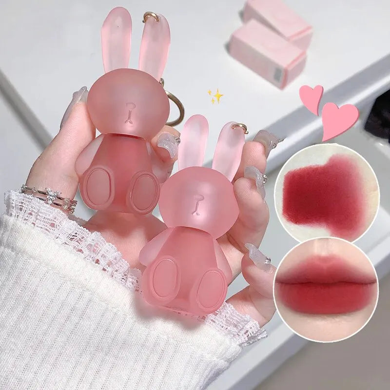 Gege Bear Rabbit Lip Glaze, Matte Velvet Lip Clay Long-lasting Color Non-drying Lipstick Qme