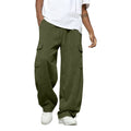 Male Basic Baggy Solid Wide Leg Sweatpants Fashion Daily Versatile Drawstring Elastic Waist Trousers Sports Hiking Comfy Pants Qme Army Green XXL