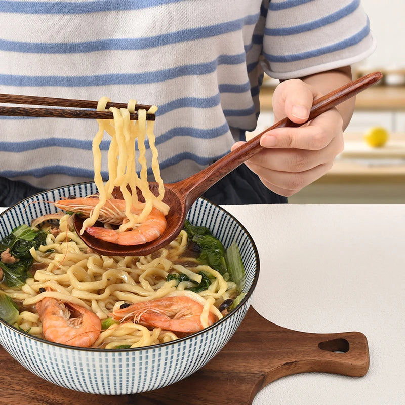 Long Handle Ramen Wooden Spoon Japanese Kitchen Cooking Utensils Tableware Serving Tablespoons Home Large Soup Ladle. Qme