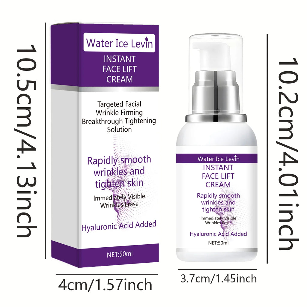 Instant face lift cream with hyaluronic acid for wrinkles. Firming solution. Qme