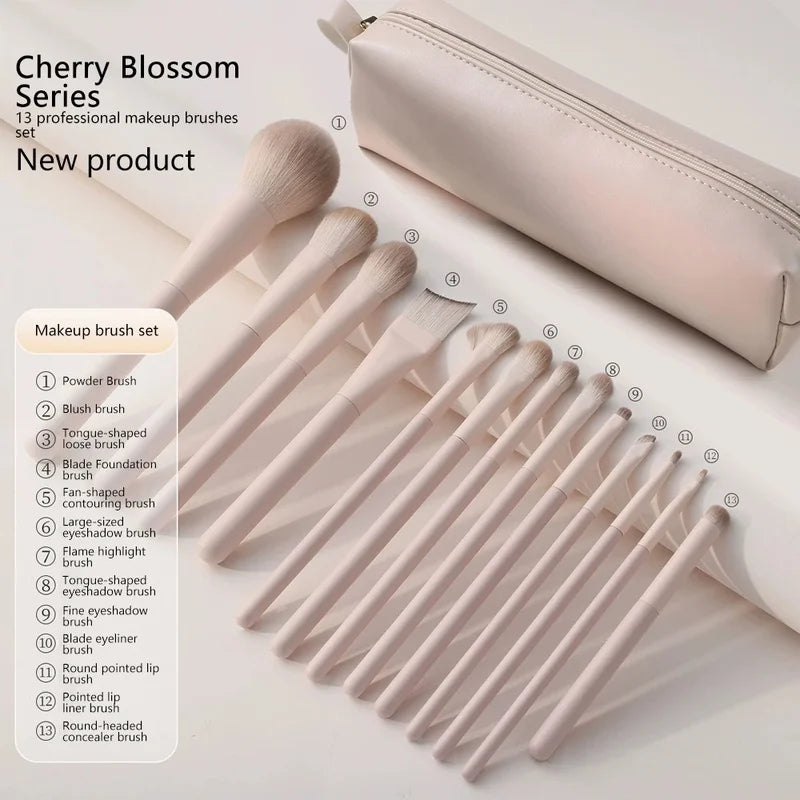 13-piece Beginner Eco-friendly Makeup Brush Set-luxurious Pink Qme