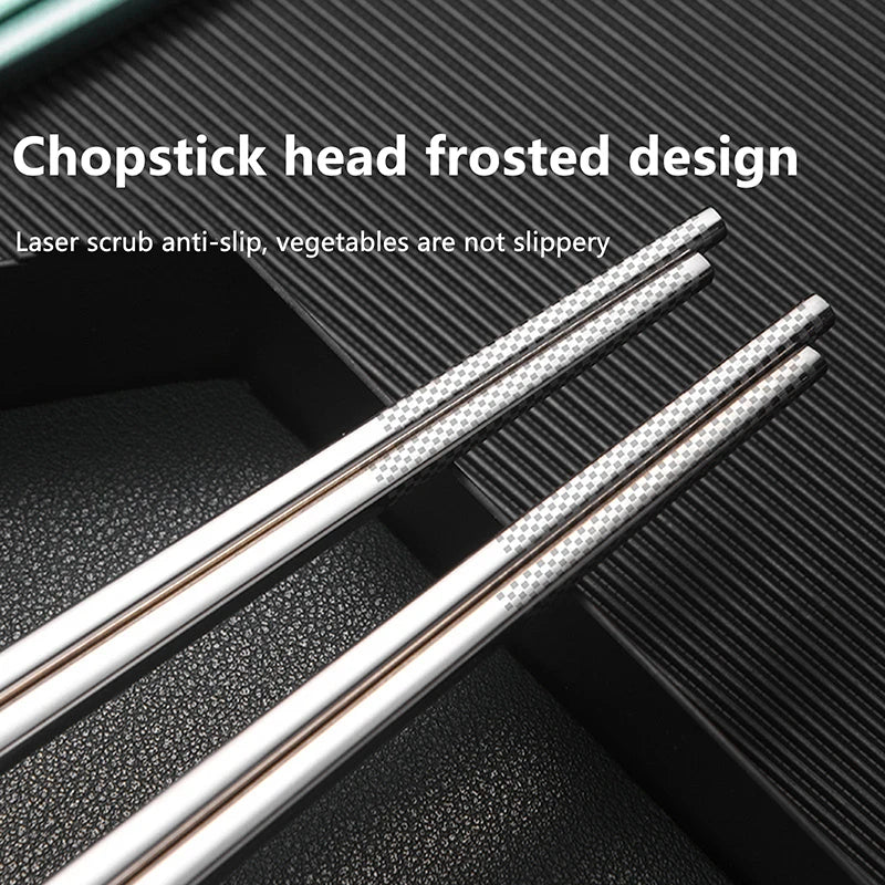 Portable Non-slip Chopsticks Storage Box Holder 304 Stainless Steel Qme