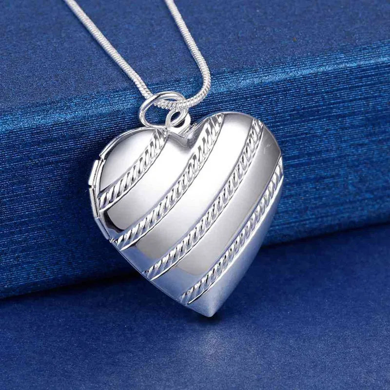 925 Sterling Silver Exquisite Heart Pendant Necklace Women's Fashion Wedding Engagement Jewelry Qme WHITE 70cm