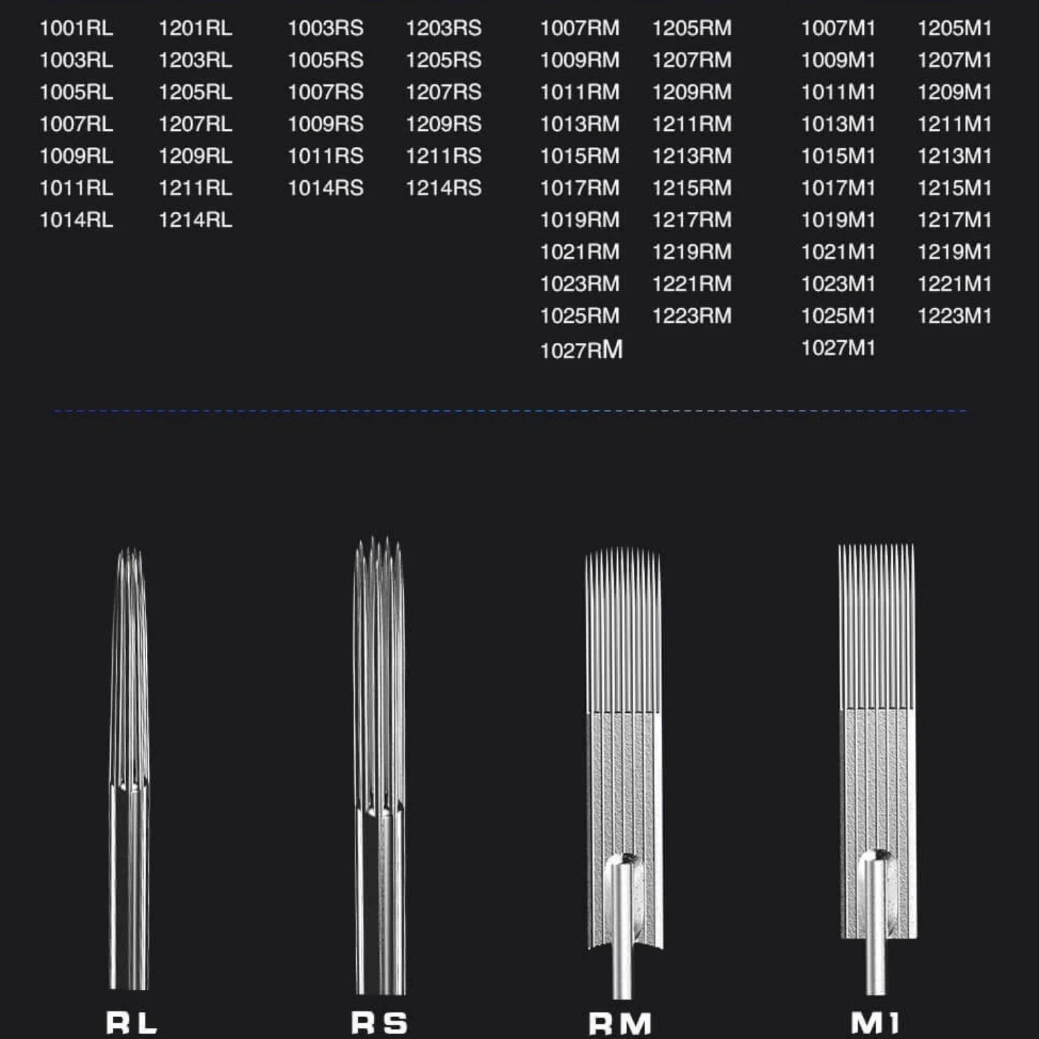 50PCS Tattoo Needles Disposable RL RS M1 RM Sterilized Tattoo Needle for Standard Tattoo Machine & Grips Makeup Machine Supply Qme