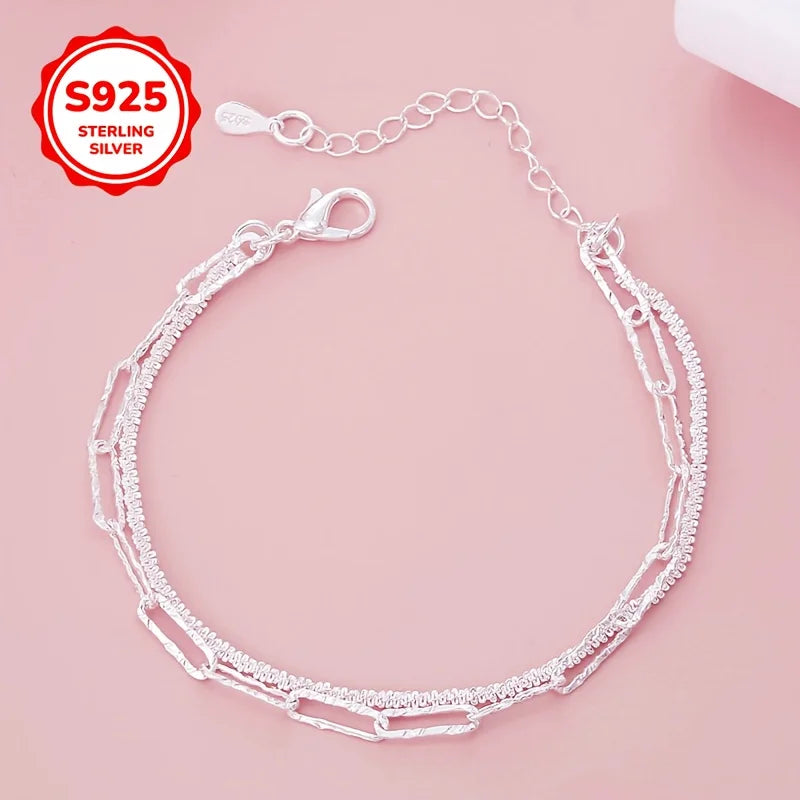 New Luxury 925 Sterling Silver Elegant chain Starry Sky Bracelet for Women Fashion Jewelry Wedding Valentine's Day Gifts Qme