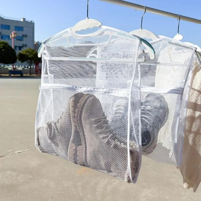 Fabric Thick Layer Laundry Bag Shoes Clothing Airing Drying Net Qme