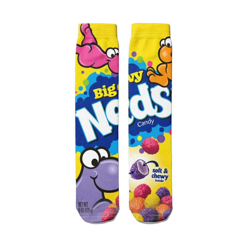 Fashionable Potato Chip Printed Socks Skateboard Youth Unisex Qme style1 One Size