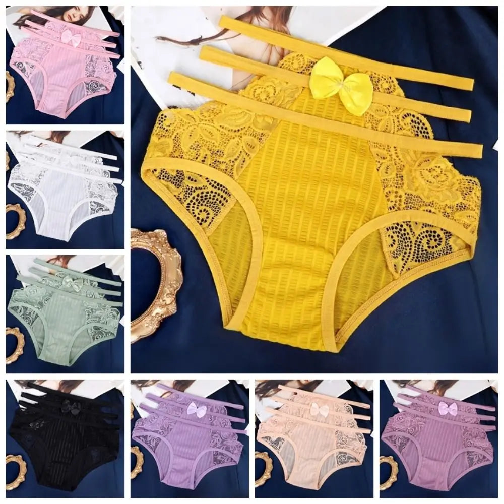 Sweet Hollow Out Women's Panties Mesh Waist Briefs Lingerie Lace Qme