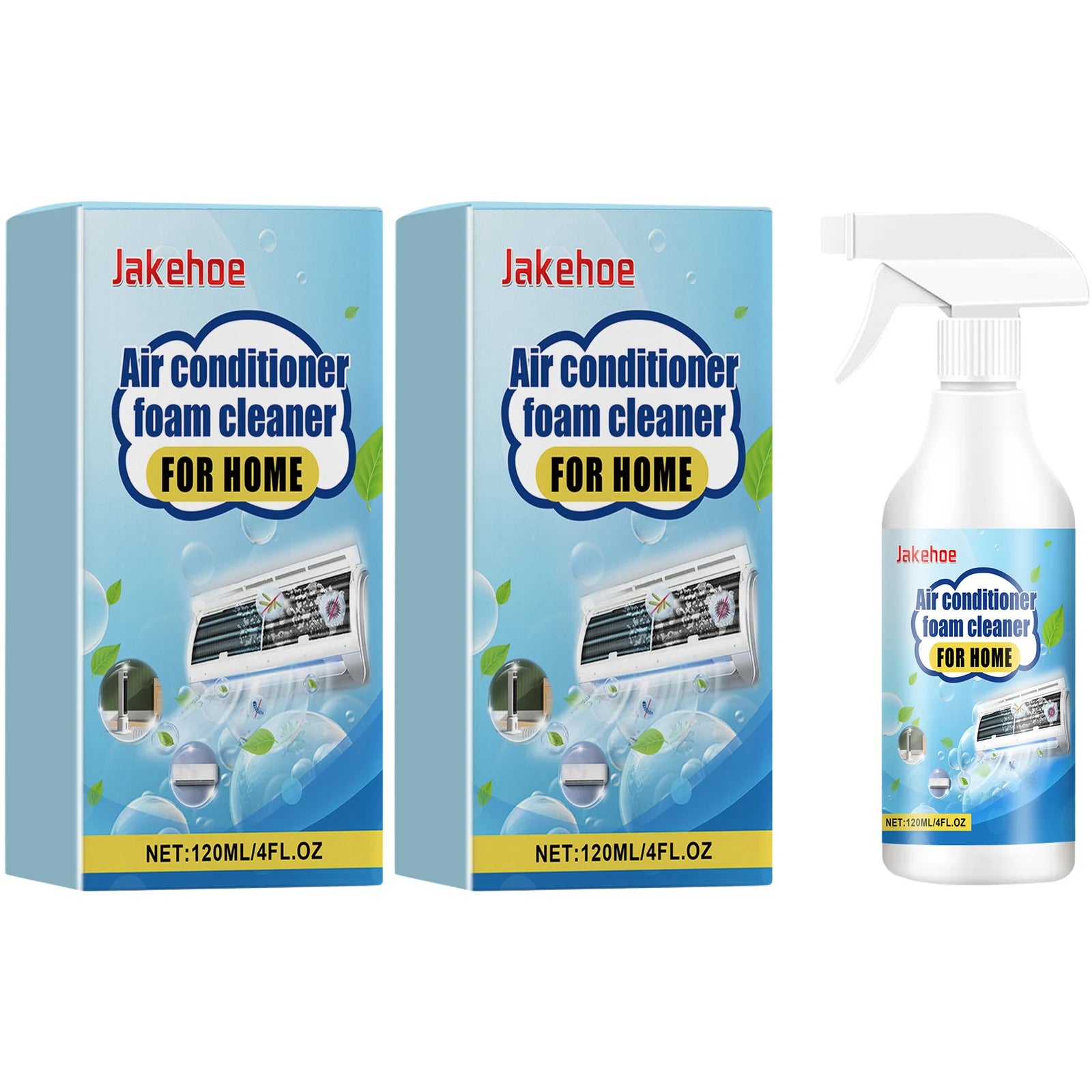 Air Conditioner Foam Cleaner Remove Stains Eliminate Odor Restore Operating Efficiency Improving Lifespan No-Rinse Foaming Spray Qme 2 x 120ML Boxed