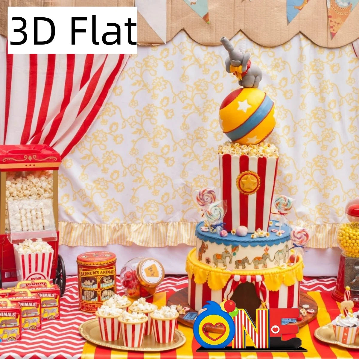 1SET 3D Carnival Wooden Desktop Ornament, Red, Blue, Yellow ONE Letters, Warm Birthday Commemorative Desktop Gift Qme
