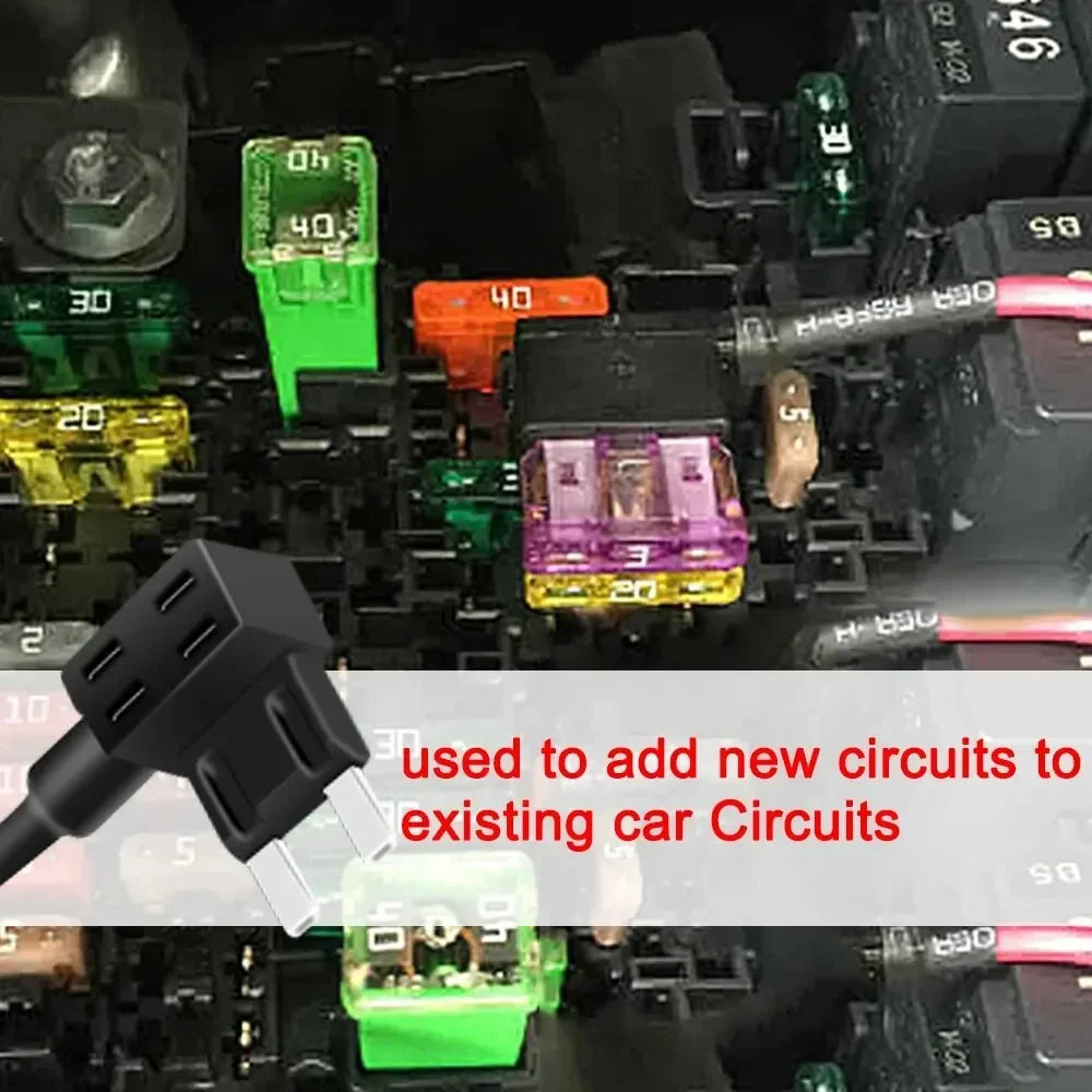 5 Pcs Add-a-Circuit Adapter APM Tap Mini Blade Micro 12V Car Fuse Box Holder Auto Motri Insurance ATM Adapter Qme