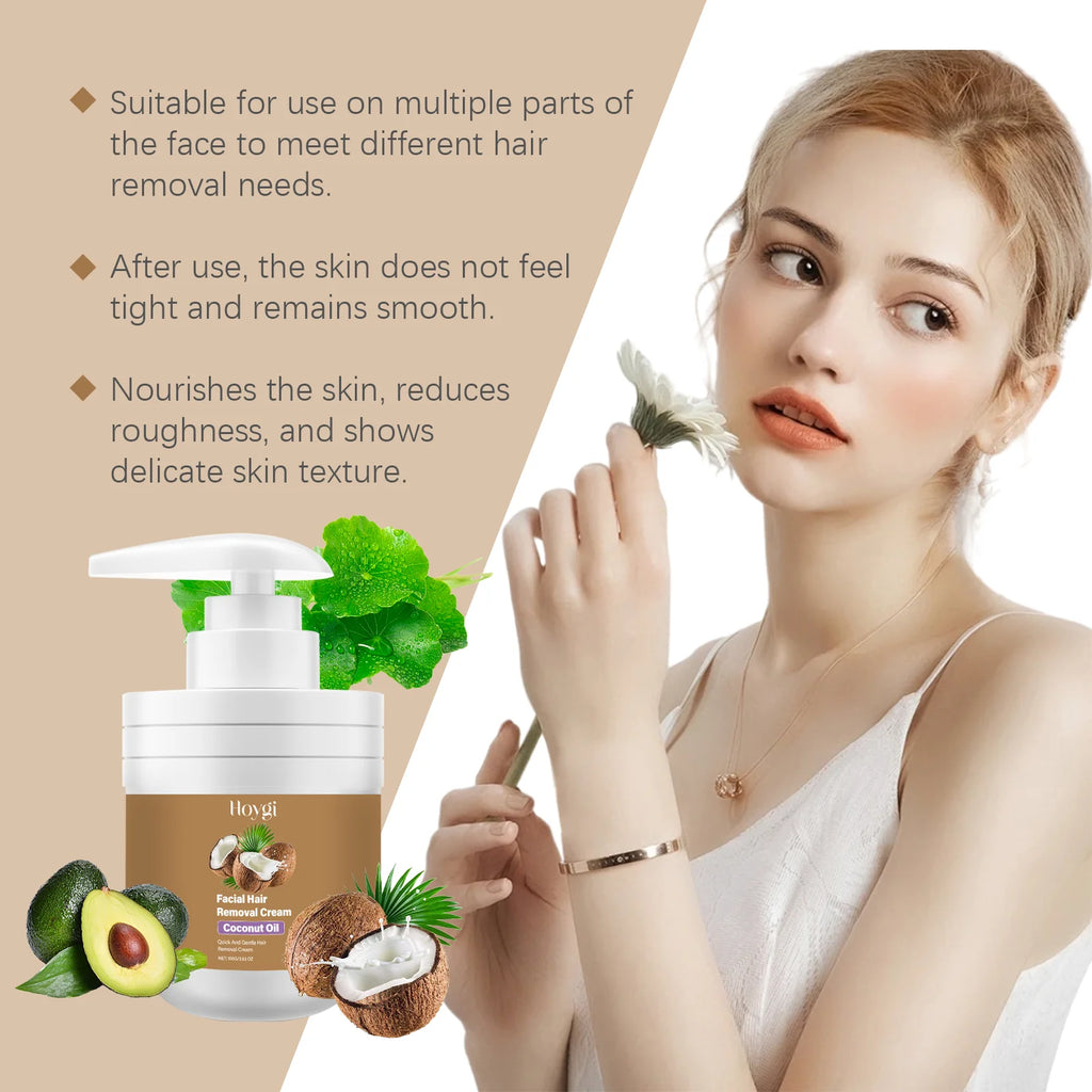 Coconut Oil Hair Removal Cream Lip Chin Armpit Leg Arm Beard Fast Hair Depilatory Irritating Painless Hair Remover Inhibitor Qme