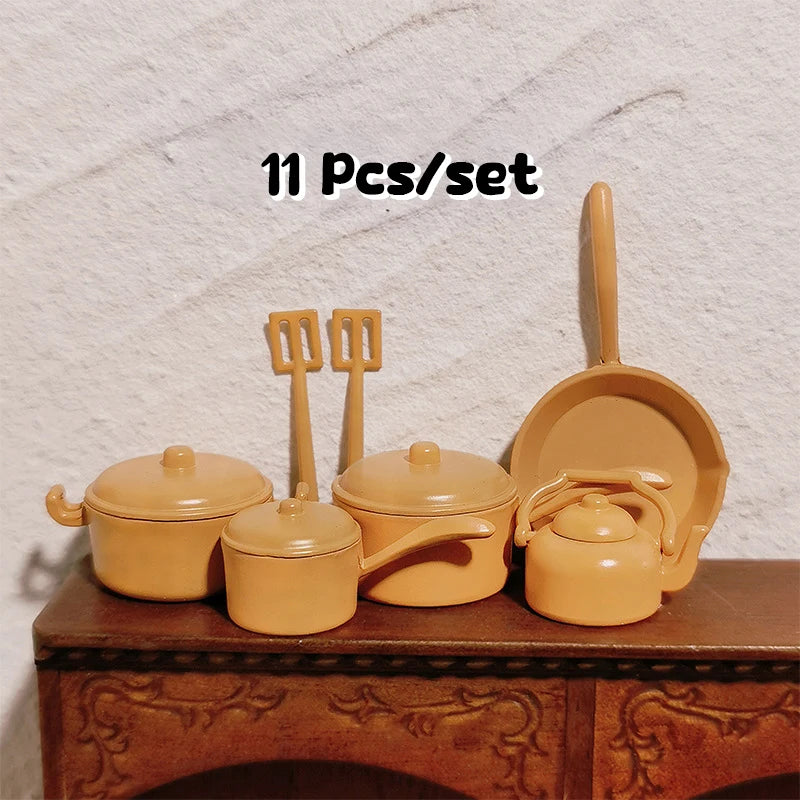 Miniature Dolls House Pot Cookware Kitchen Utensils Decorative Qme Yellow