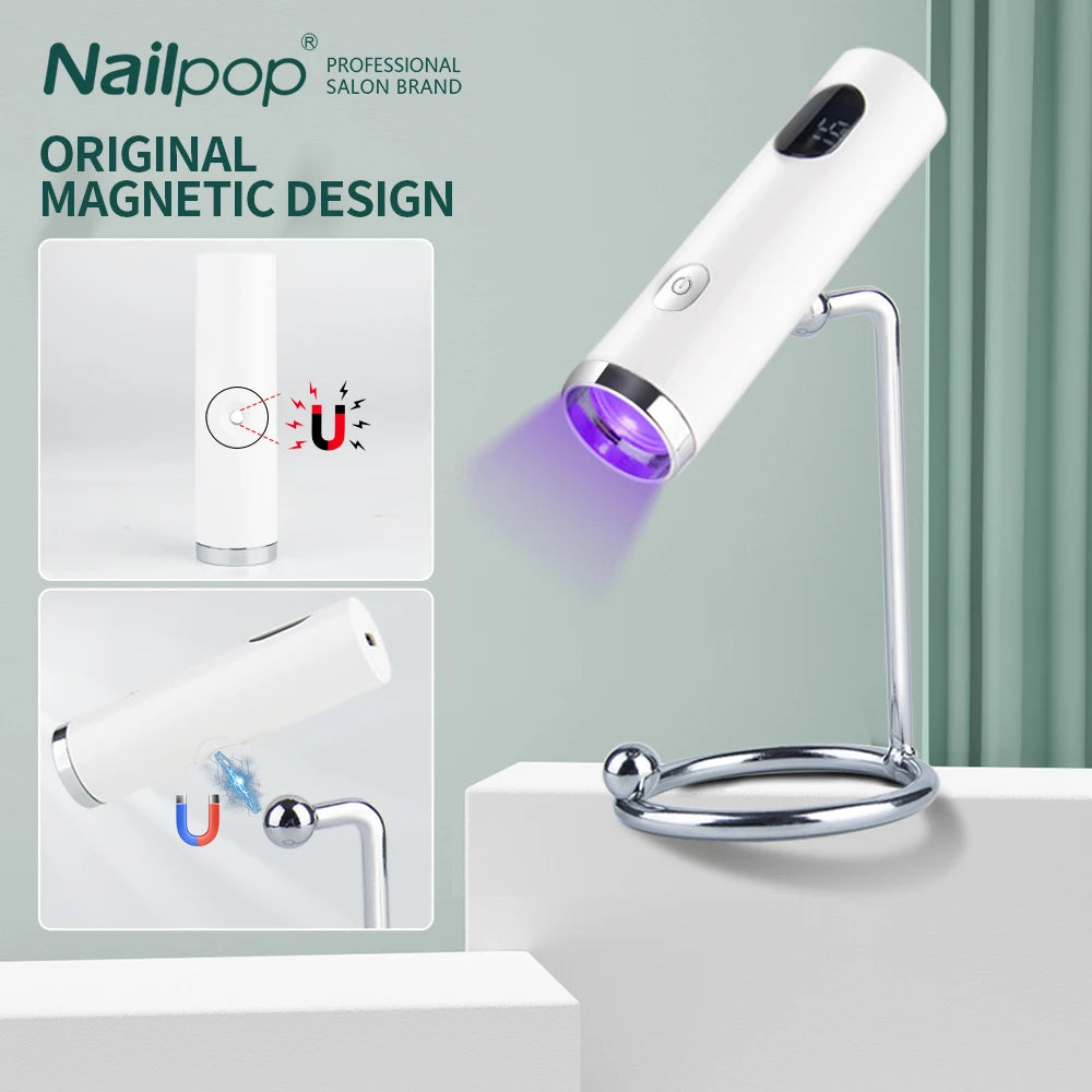 Nailpop Mini UV Nail Lamp Polygel Nails Battery-powered Silicone Qme