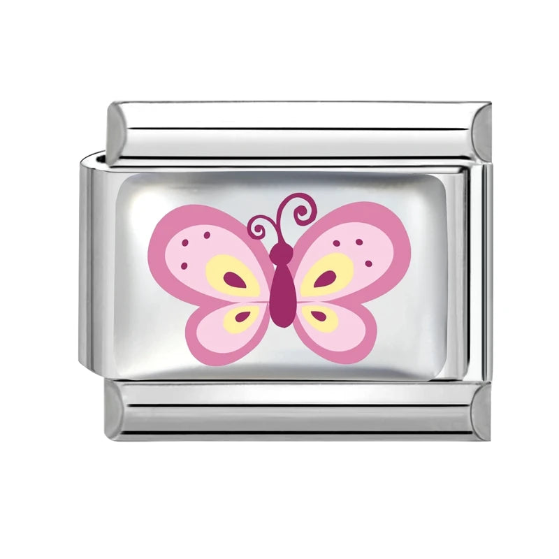 Y2K Attractive Purple Butterfly Colorful Flower Italian Charm Link