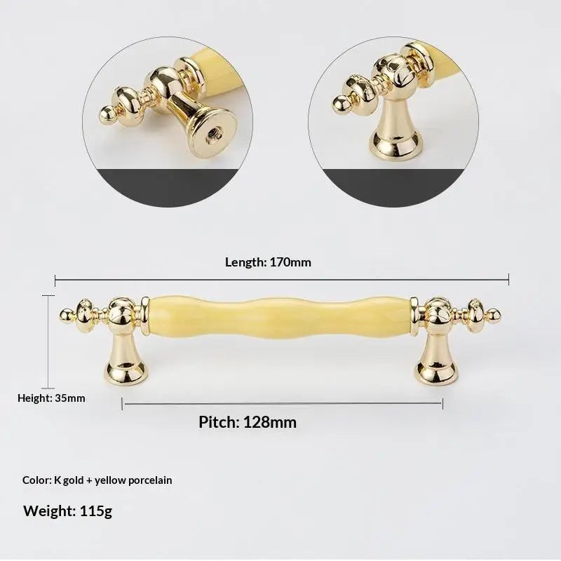 Modern Colored Ceramic Furniture Handle Golden Wardrobe Cabinet Handles Closet Door Knob Dressing Table And Drawer Pull Hardware Qme A19