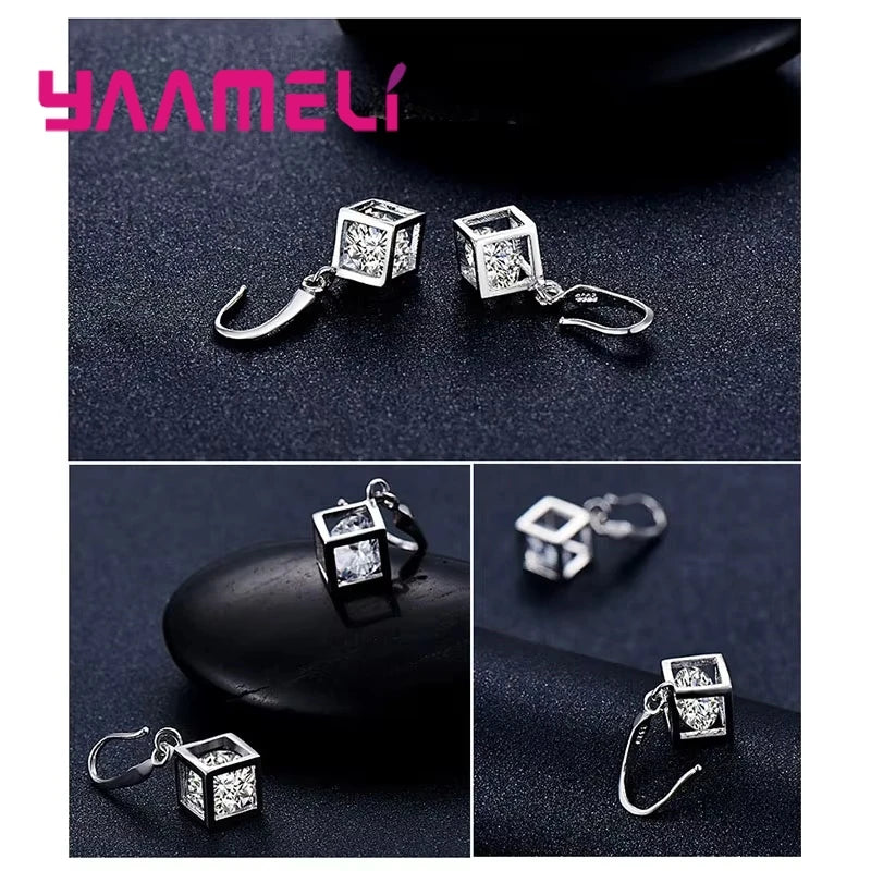 925 Sterling Silver Color Necklaces Earrings Jewelry Sets Hot Sale Cubic Zircon Women Girls Engagement Anniversary Accessory Qme