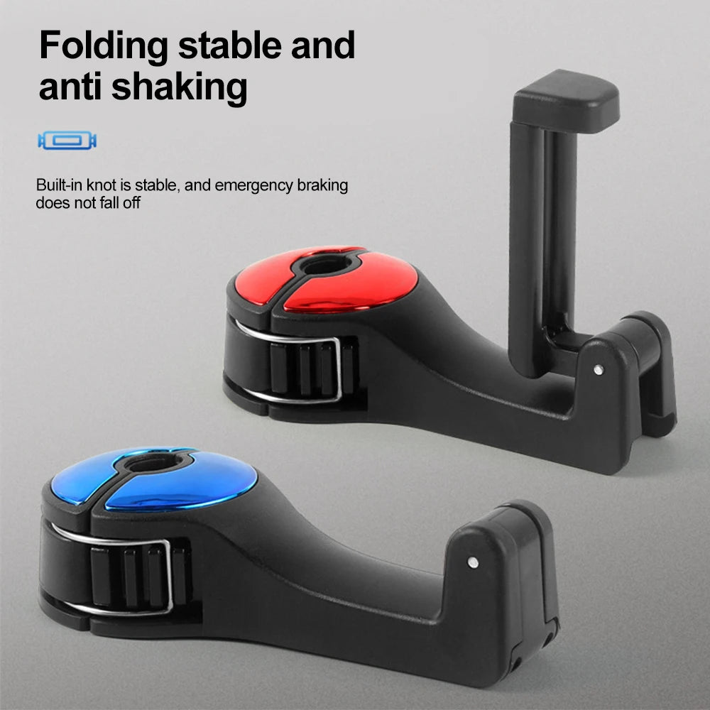 Dual-Use Car Rear Headrest Phone Mount Hidden Storage Hook Multifunctional Lock Type Cellphone Holder For Car Storage Organizer Qme