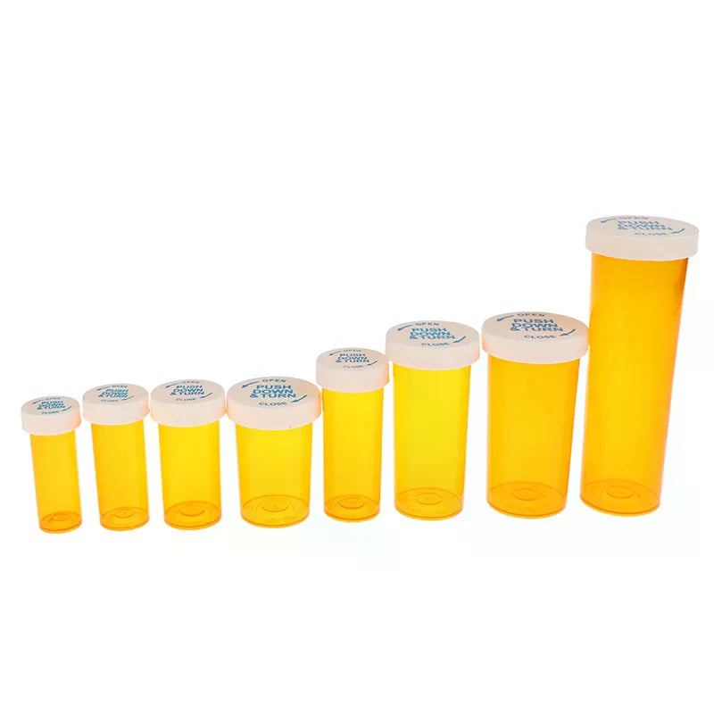 Plastic Medicine Pill Bottles Child Resistant Caps Containers Travel Qme
