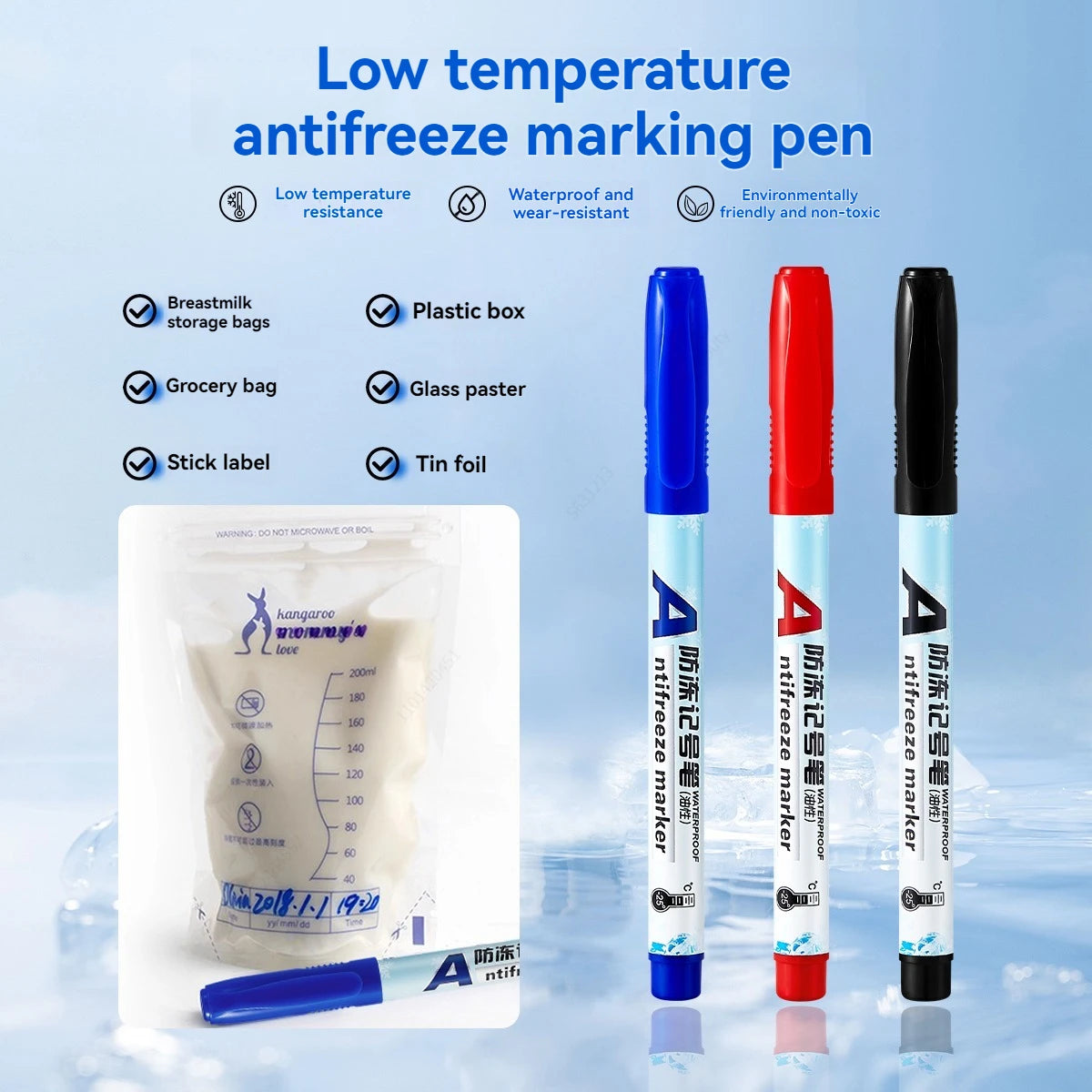 Antifreeze Oily Marker Pens - Quick Dry Waterproof Markers Non-toxic for Plastic,Wood, Rocks, Metal, Canvas, Art Supplies Qme