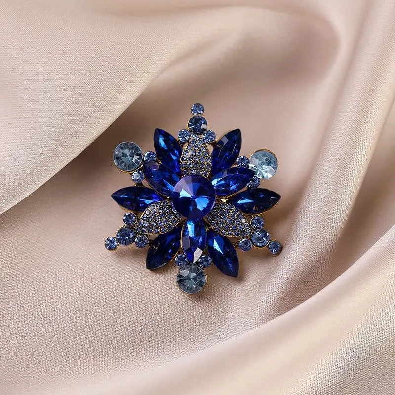 Crystal Peach Blossom Brooches For Women Men Charming Shining Flowers Party Office Brooch Pins Jewelry Gifts Qme style 3