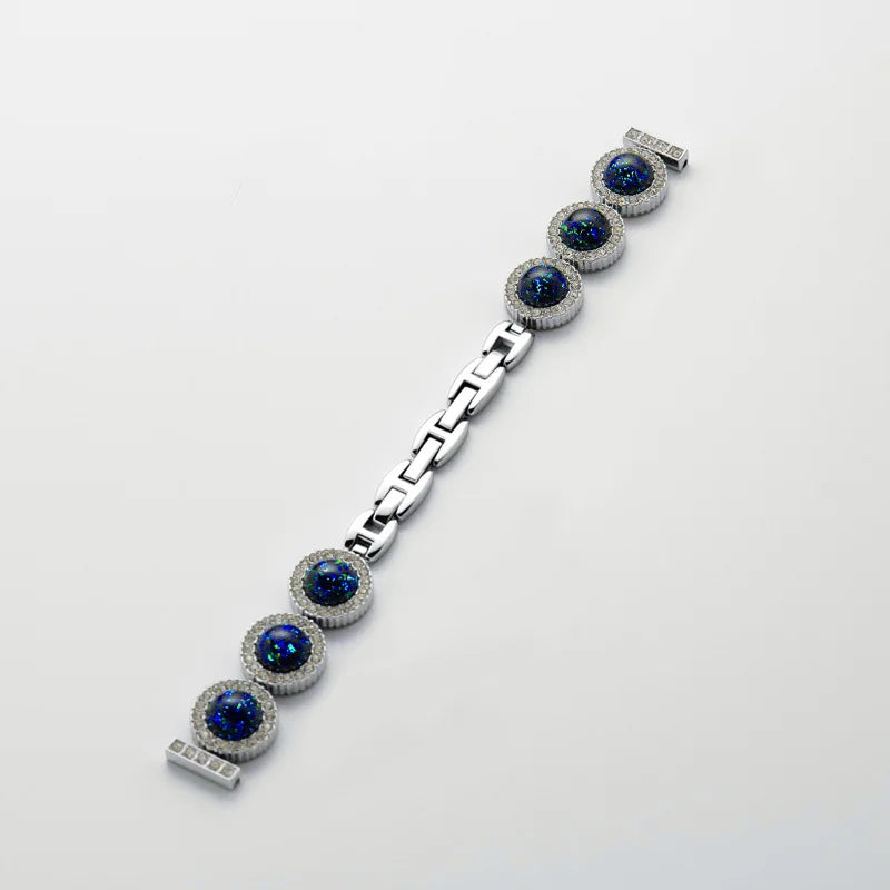 Sparkling Diamond Metal Watch Band For Apple iWatch Series 9 8 7 SE Luxury Jewelry Chain Wrist Strap Replacement Qme Sliver Blue 38-40-41 S10-42mm