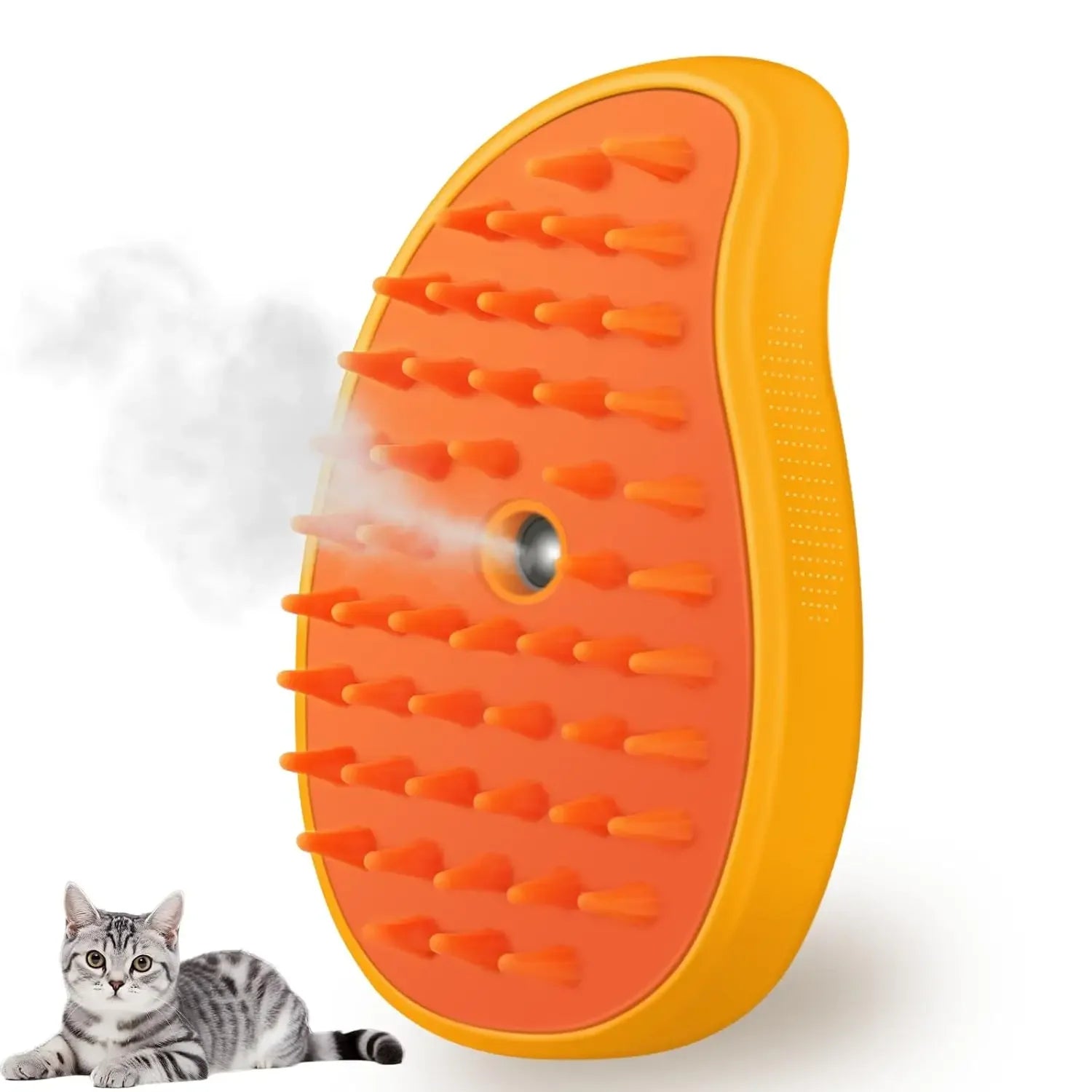 Cat Steam Brush Electric Water Sprayer Pet Grooming Kitten Pet Comb Soft Silicone Hair Remover Comb for Dogs Beauty Supplies Dog Qme yellow 1Pcs