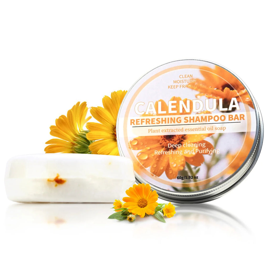 Calendula Shampoo Bar Herbal Essential Oil Hair Care Soap Deep Qme