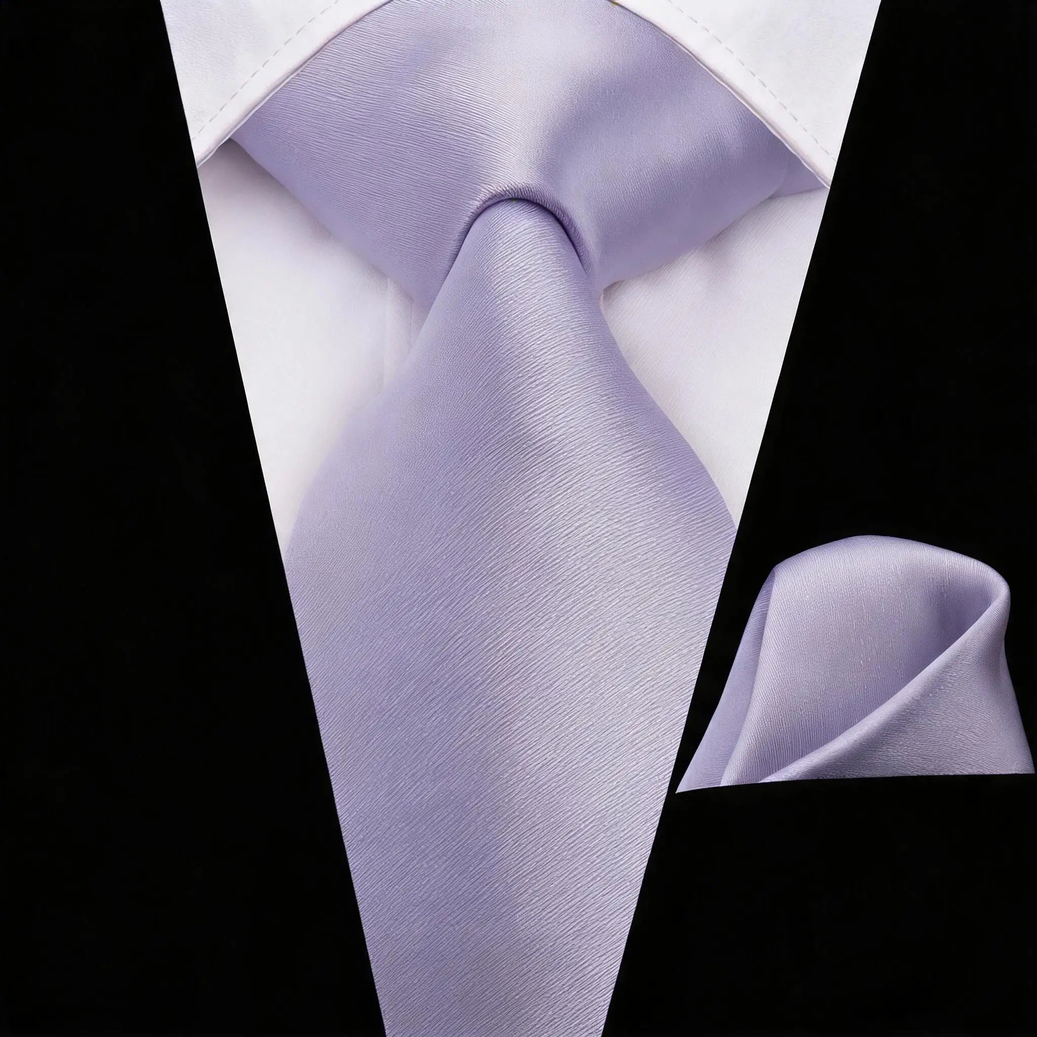 Men Solid Necktie Matching Pocket Square Two Pink Yellow Purple Green Qme LDSN3263