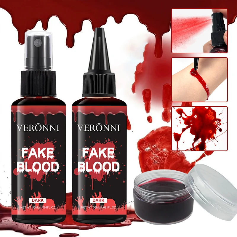 VERONNI 1 Fake Blood Makeup Dark Realistic Washable Artificial Spray Qme