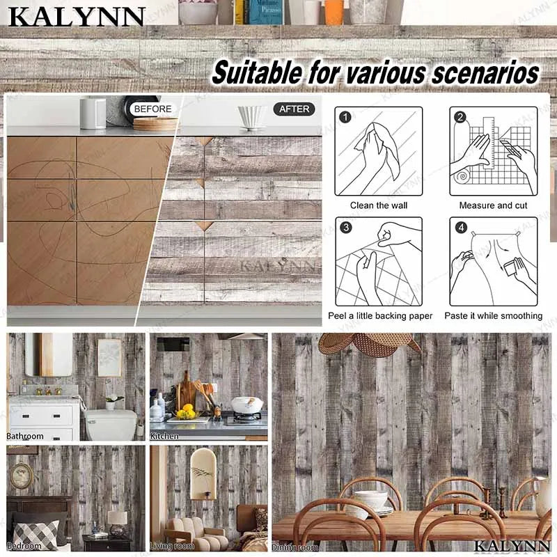 Wood Contact Paper Peel Stick Wallpaper Self Adhesive Removable Qme