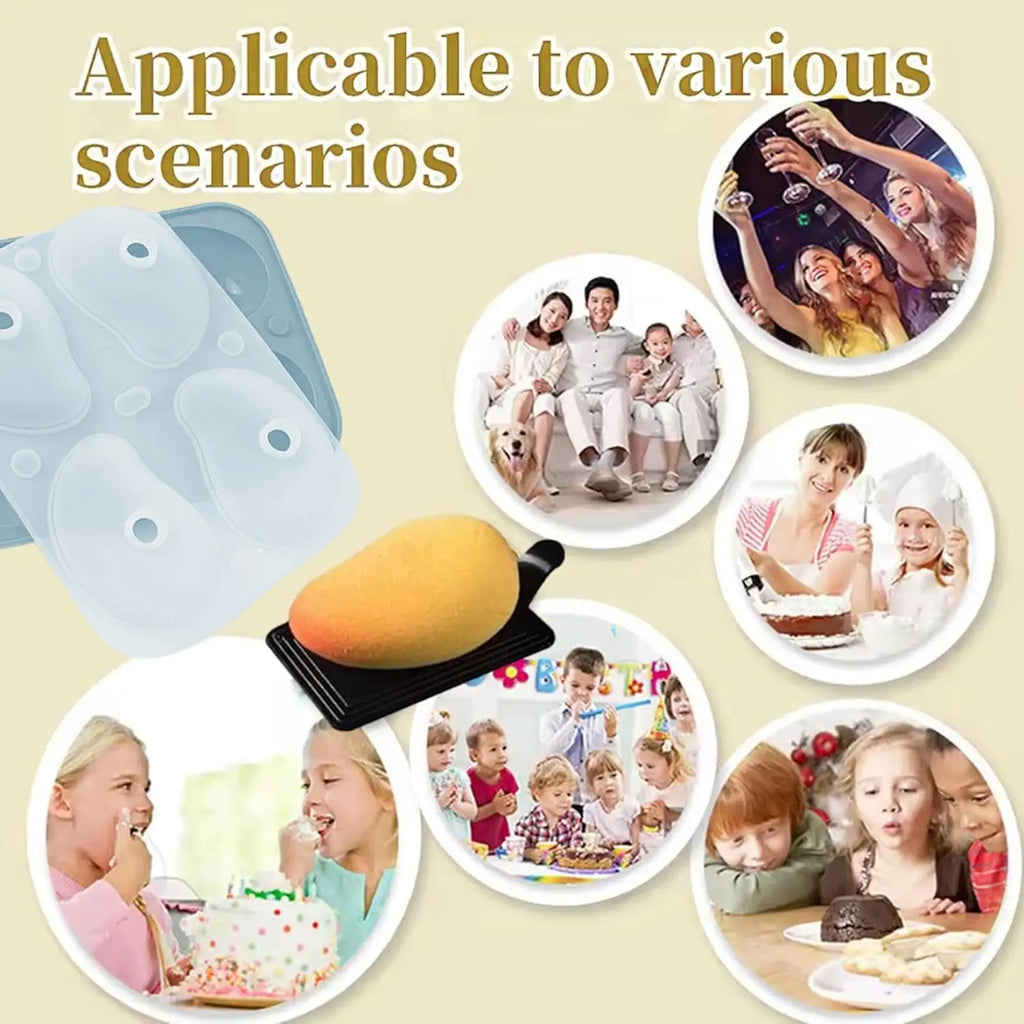Mousse Mold Pudding Mould Mango Shape 3D 4-Cavity Chocolate Moulds Qme