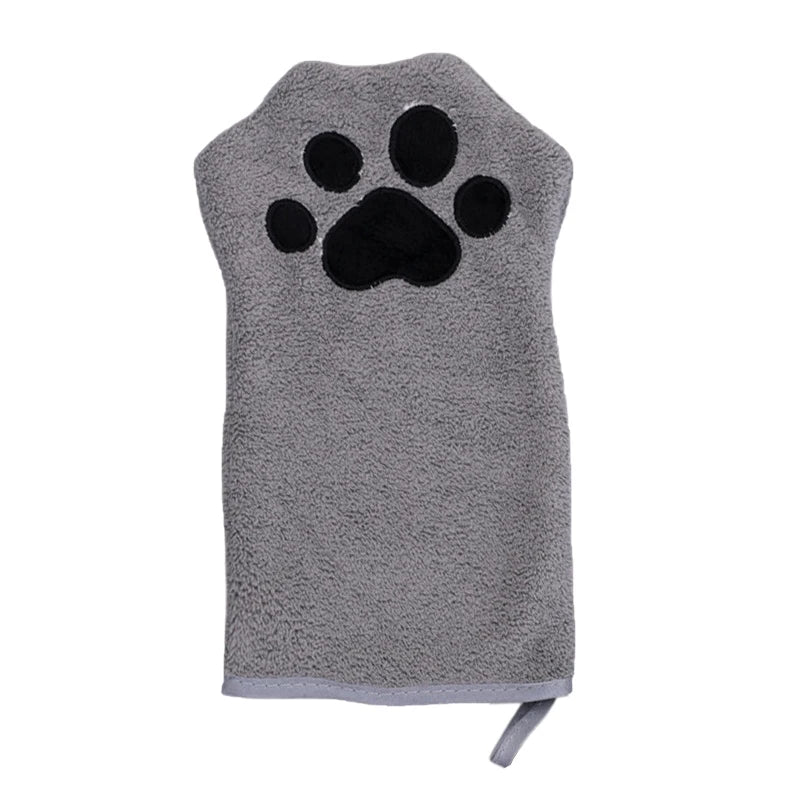 Reusable Pet Grooming Towel Soft Absorbent Quick-dry Bath Mitt Paw Qme Gray