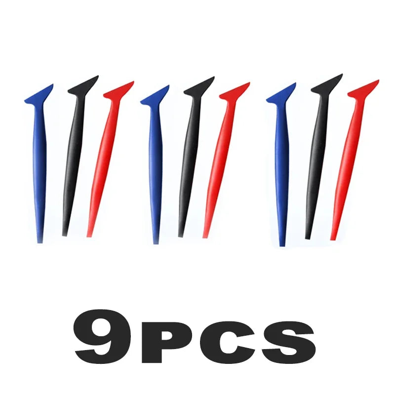 Car Micro Squeegee Curves Slot Tint Tool Set Car Stickers Wrap Vinyl Tools Auto Wrapping Film Installing Scraper Gasket Squeegee Qme 3Sets(9PCS)