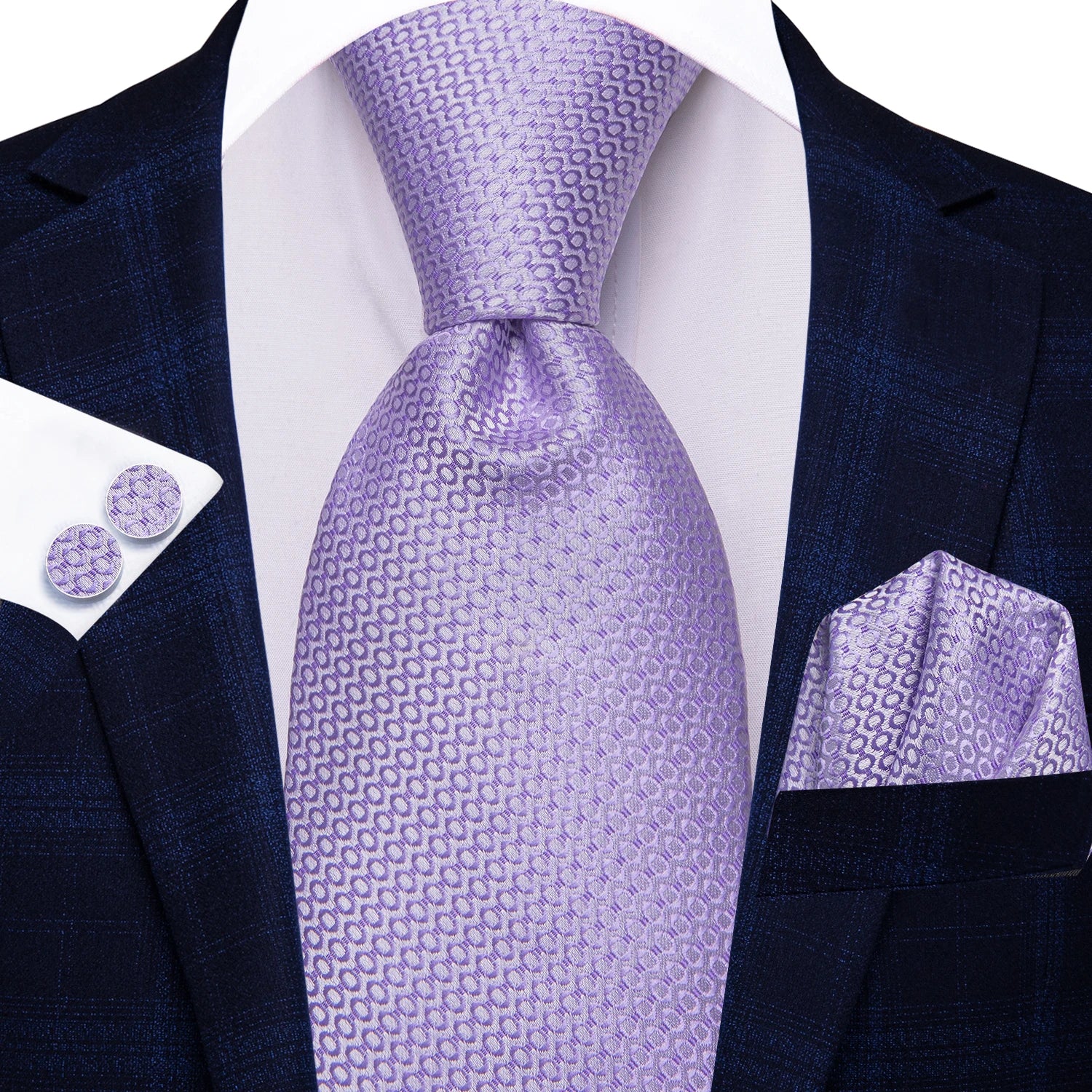 Hi-Tie Purple Floral Novelty Men Elegant Necktie Handkerchief Cufflinks for Tuxedo Fashion Classic Silk Luxury Tie for Man Qme N-3921