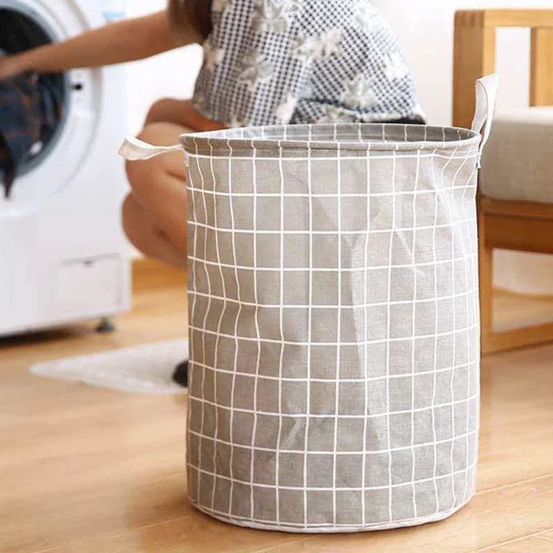 1 Foldable Fabric Cotton Linen Dirty Clothes Basket Large Storage Qme