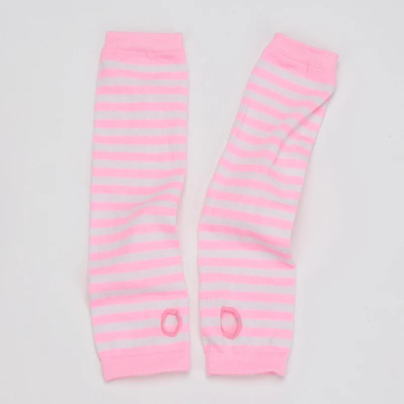 Punk Winter Warm Long Sleeves Gloves Goth Men Women Fingerless Stripe Hip-Hop Knitted Elbow Mittens Elastic Outdoor Warmer Arm Qme army green Length -32cm