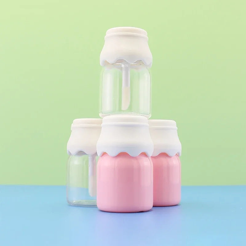 Milk Bottle Cute Lip Gloss Tube Transparent Pink Empty Lips Glaze Qme