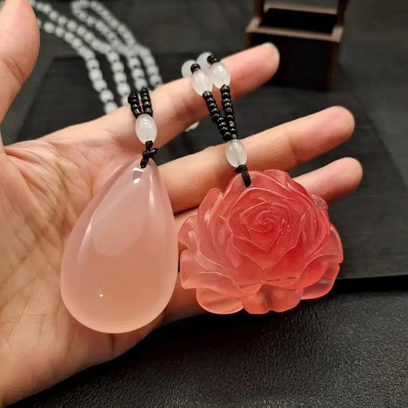 Sunlight UV Color Change Necklace Water Drop Pendent Necklace For Women Unisex Lucky Long Pendant Sweater Chain Ornaments Qme