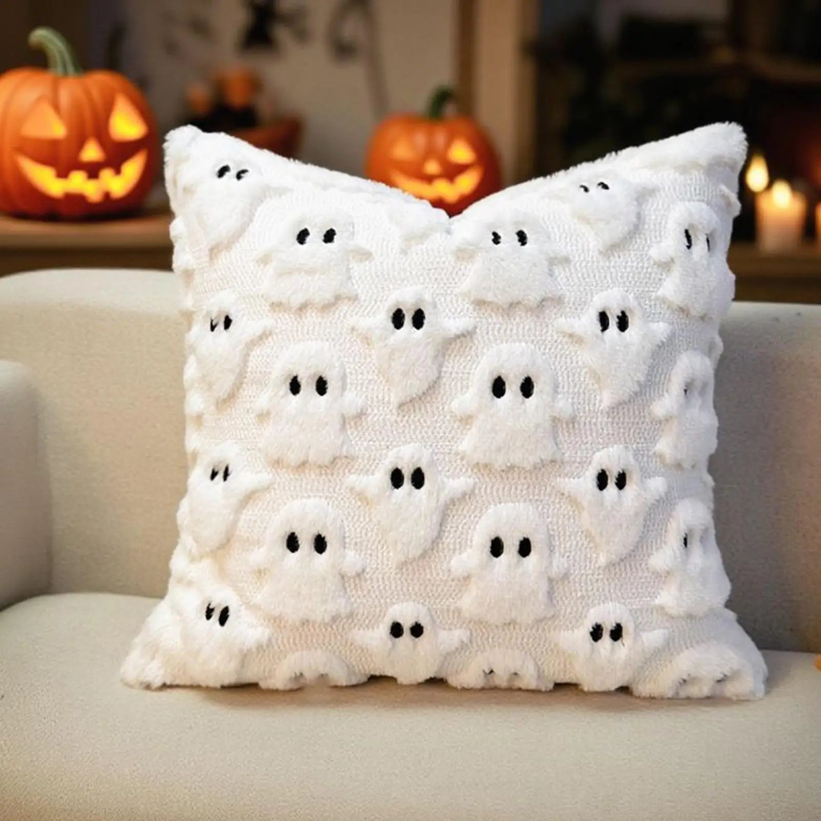 Couch Pillow Covers 18 X 18 Halloween Ghost Pillow Case Decorative Pillowcase Soft for Bedroom Apartment Dorm Room Couch Sofa Qme