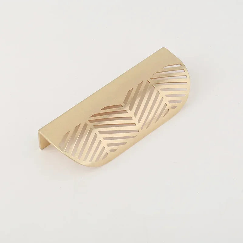 Leaf-shaped Modern Furniture Drawer Brass Handles Wardrobe Knob Door Qme large