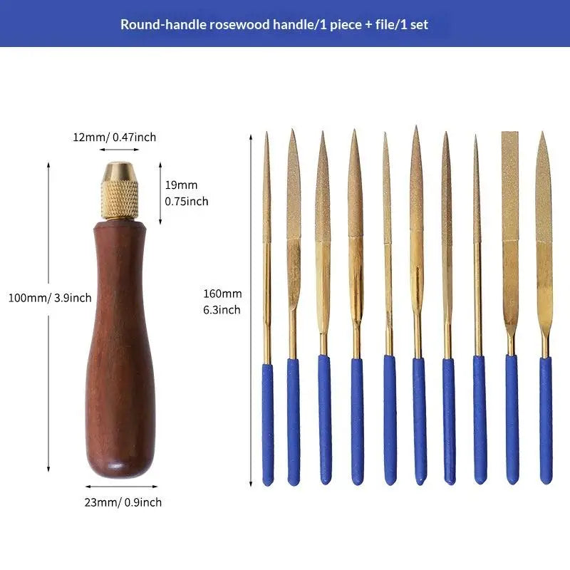 Small Files Accessories DIY Metal Jade Polishing Wood File Handle Qme