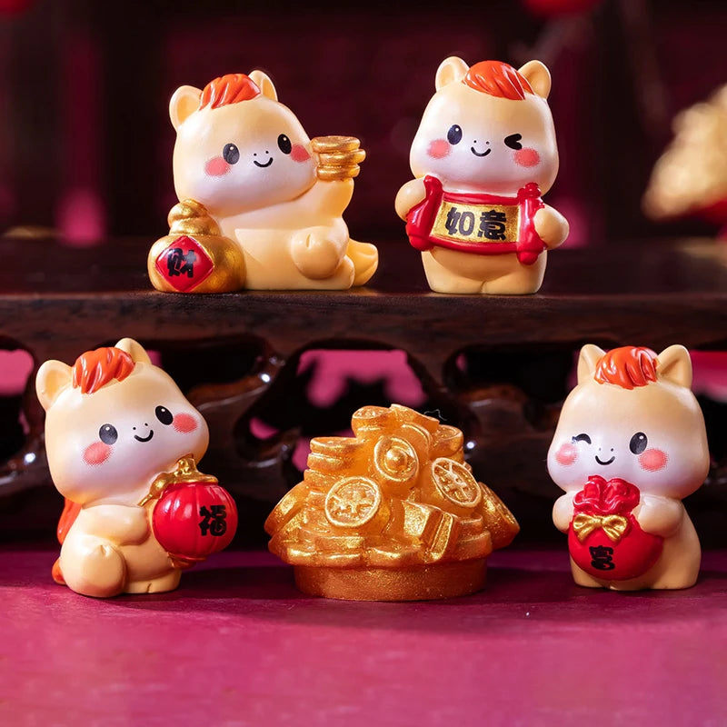 2026 Year Figurines Miniatures Cartoon Lucky Horse Micro Landscape Qme