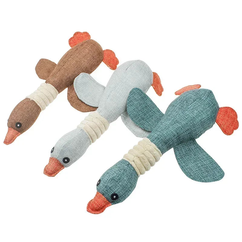 Dog Chew Toys Pet Wild Goose Stuffed Plush Puppy Squeaky Dog Toy Small And Medium Dogs Pet Grinding Toys Sound Geese Gnawing Toy Qme