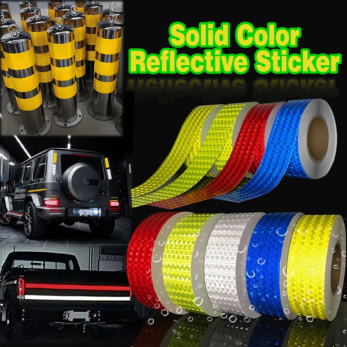 High Visibility Car Reflective Tape Night Driving Safety Warning Strip Motorcycle Reflector Decal for Enhanced Visibility Qme
